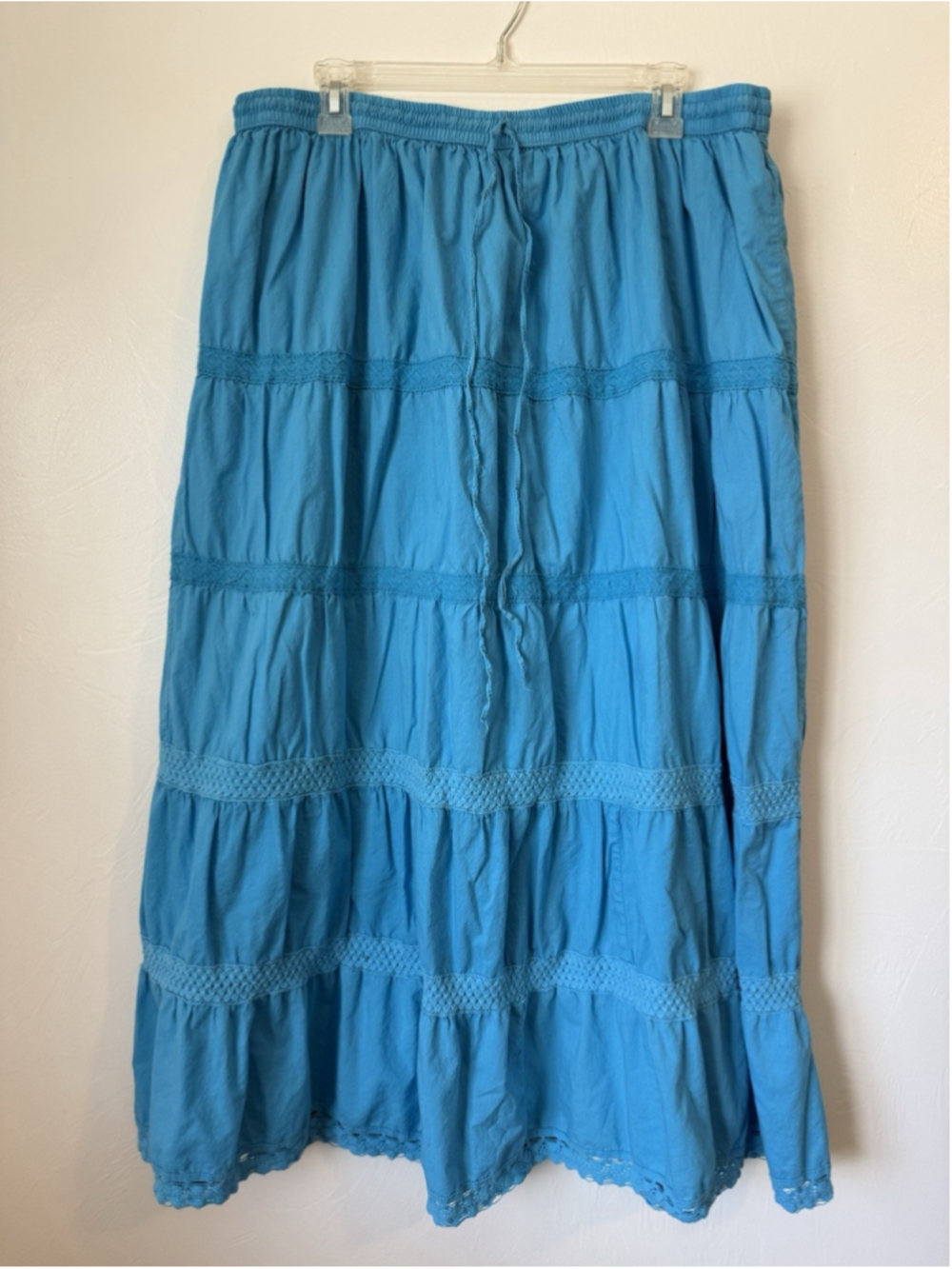 ICI Tiered Boho Maxi Skirt Island Blue 100% Cotton Size 3XL